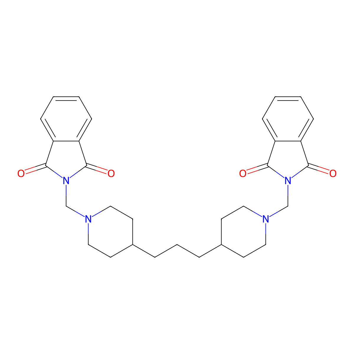 2-{[4-(3-{1-[(1,3-Dioxo-2,3-dihydro-1h-isoindol-2-yl)methyl]-4-piperidyl}propyl)piperidino]methyl}isoindoline-1,3-dione molecular structure, CAS 85122-85-6