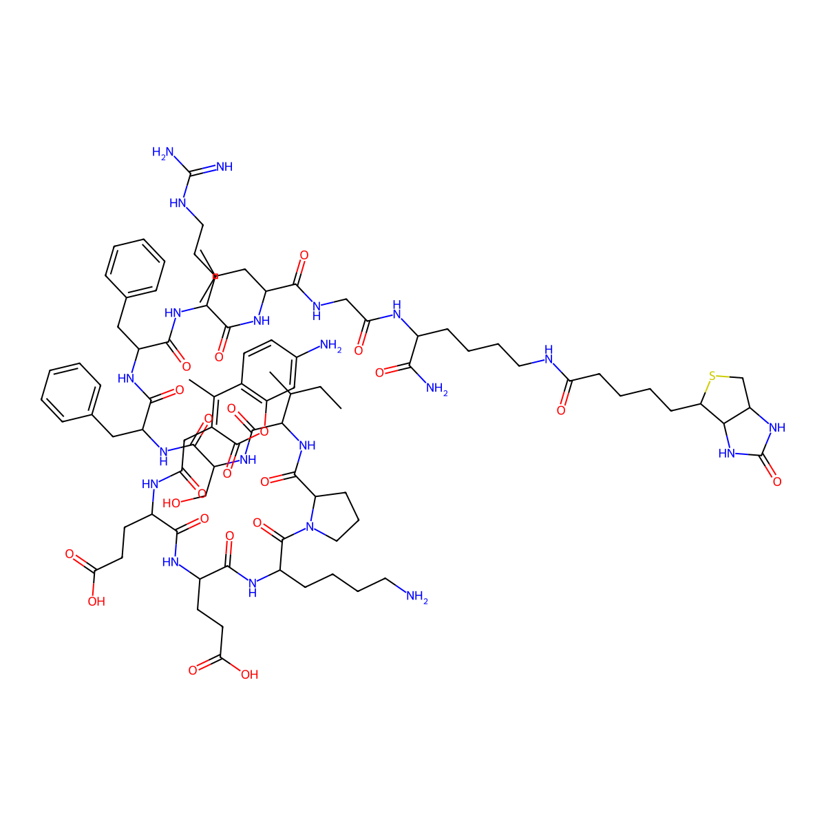 AMCA-Glu-Glu-Lys-Pro-Ile-Ser-Phe-Phe-Arg-Leu-Gly-Lys(biotinyl)-NH2 molecular structure, CAS 851231-19-1