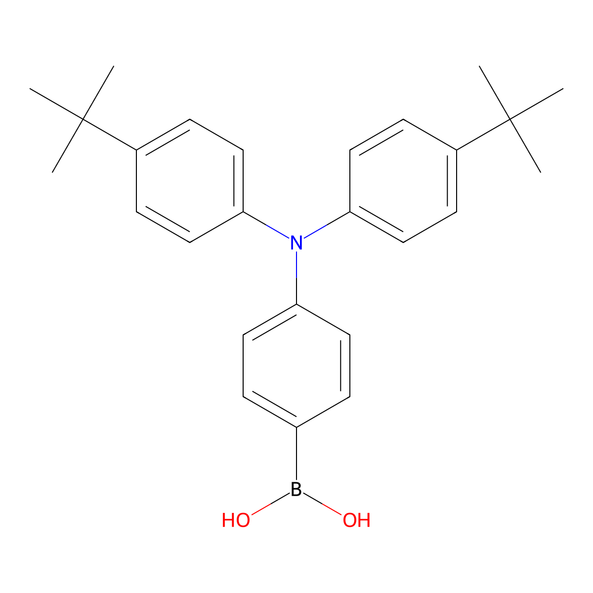 (4-(Bis(4-(tert-butyl)phenyl)amino)phenyl)boronic acid molecular structure, CAS 851233-24-4