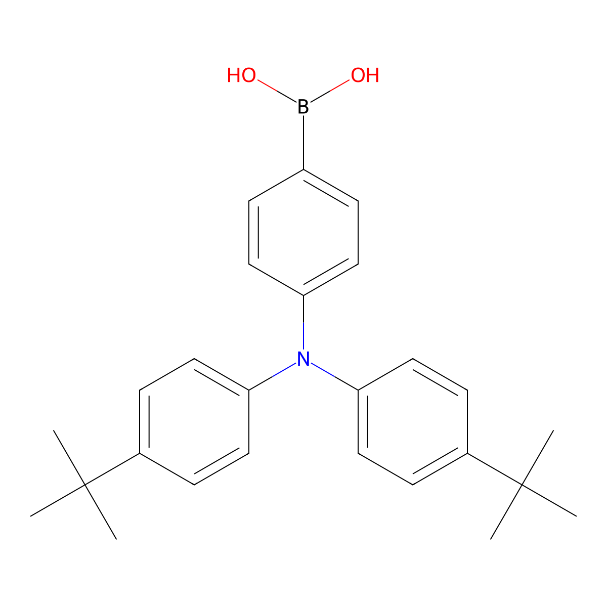 (4-(Bis(4-(tert-butyl)phenyl)amino)phenyl)boronic acid molecular structure, CAS 851233-24-4