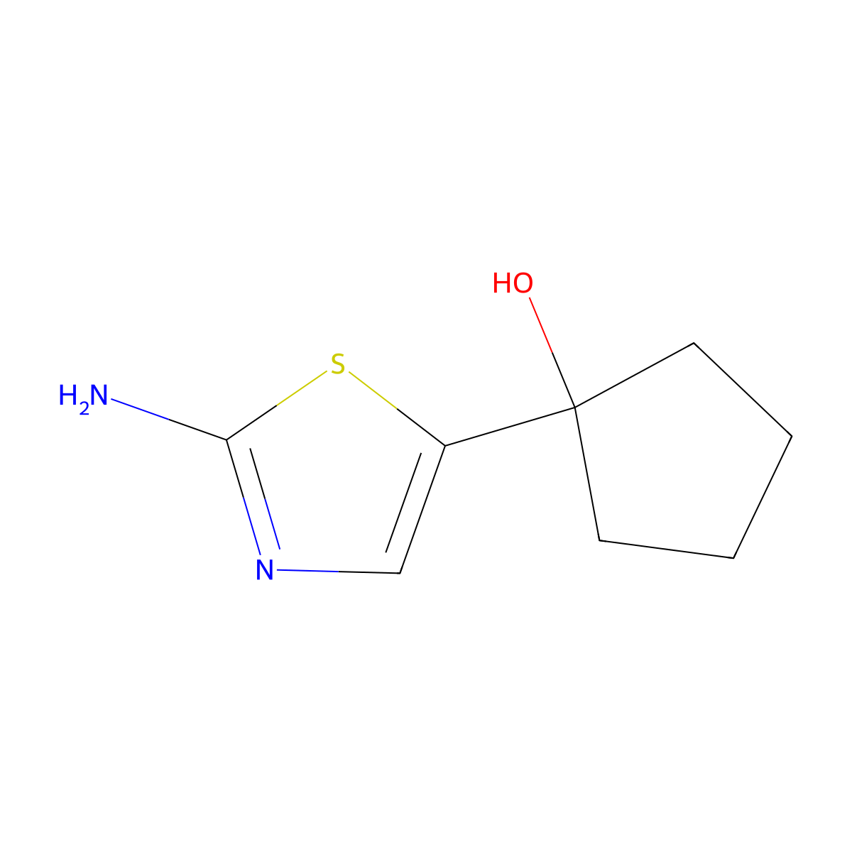 1-(2-Amino-1,3-thiazol-5-yl)cyclopentan-1-ol molecular structure, CAS 851233-55-1