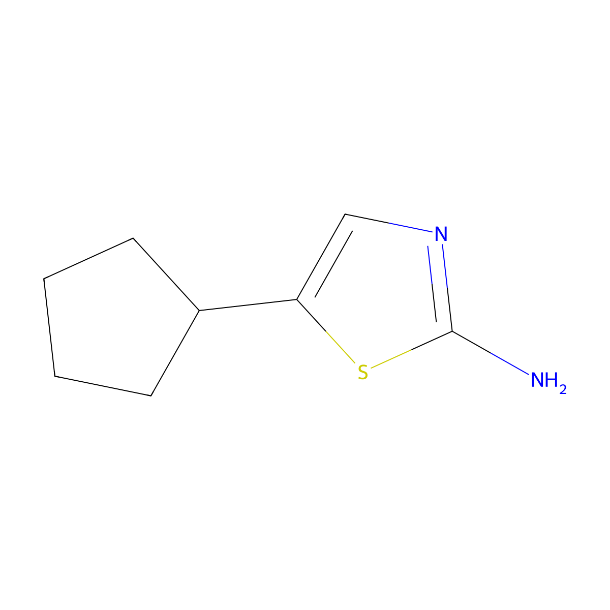 5-Cyclopentyl-1,3-thiazol-2-amine molecular structure, CAS 851233-57-3