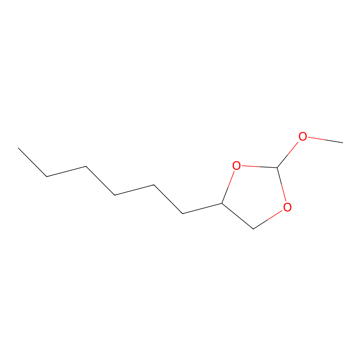 4-Hexyl-2-methoxy-1,3-dioxolane molecular structure, CAS 85124-13-6