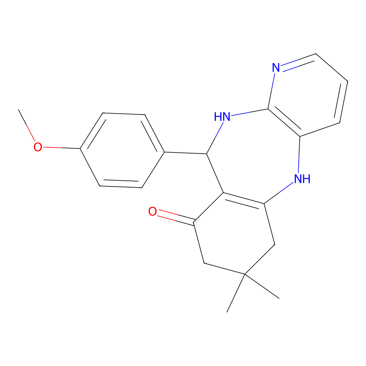 10-(4-methoxyphenyl)-7,7-dimethyl-5,6,7,8,10,11-hexahydro-9H-pyrido[3,2-b][1,4]benzodiazepin-9-one molecular structure, CAS 851264-54-5