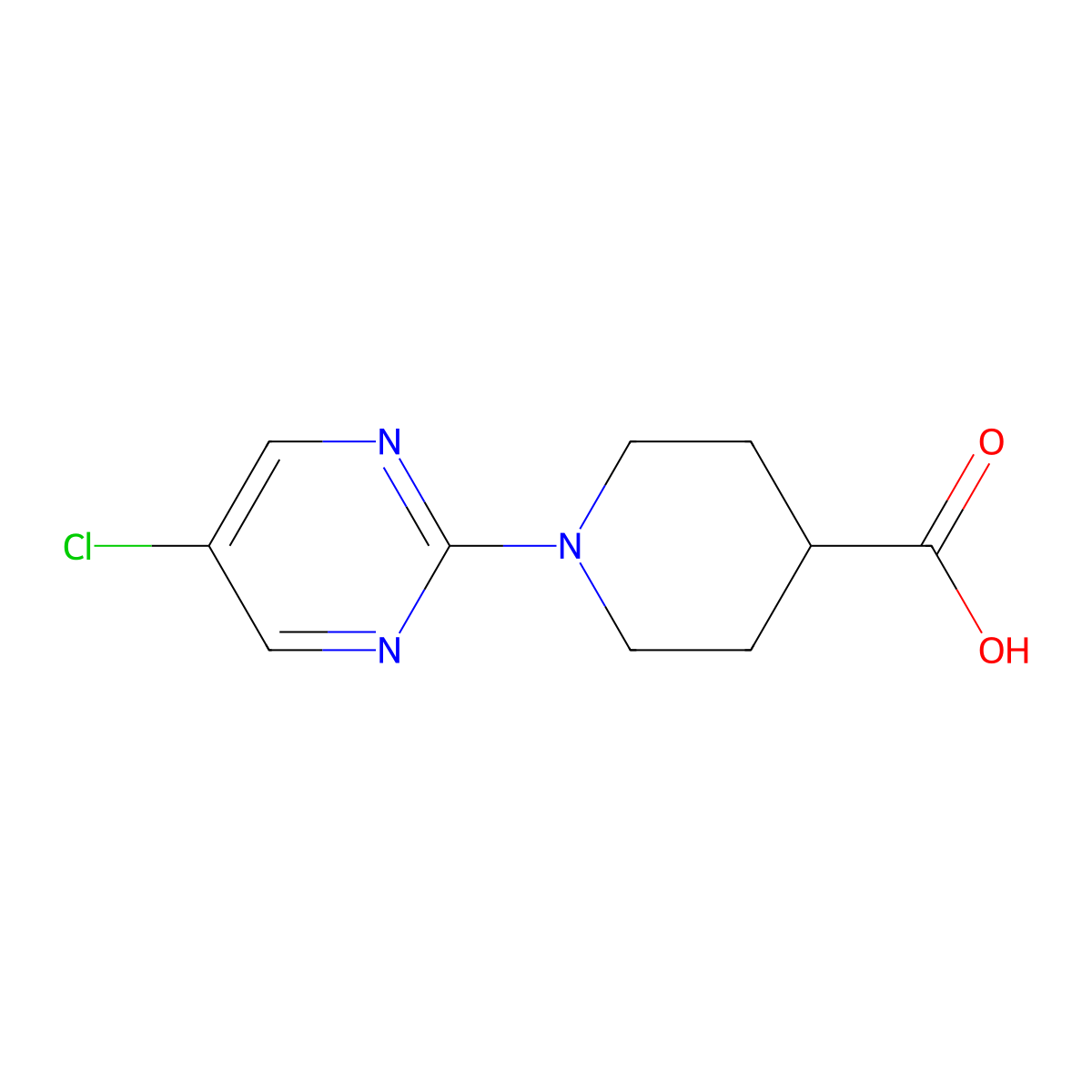 1-(5-Chloropyrimidin-2-yl)piperidine-4-carboxylic acid molecular structure, CAS 851264-68-1