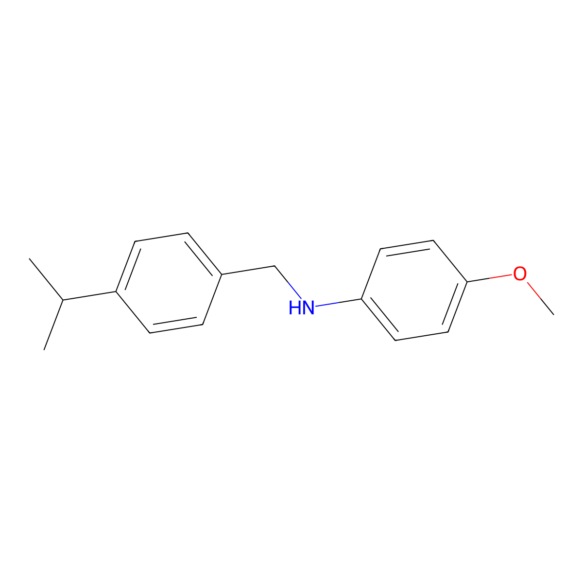 4-methoxy-N-((4-(propan-2-yl)phenyl)methyl)aniline molecular structure, CAS 851269-50-6