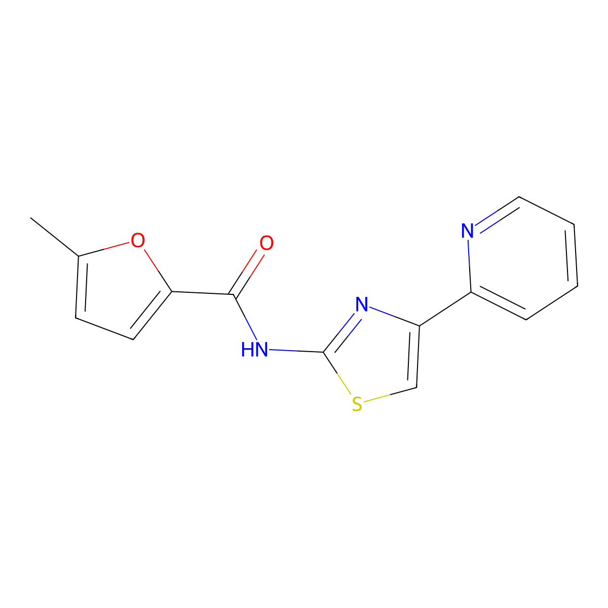 5-methyl-N-[4-(2-pyridinyl)-2-thiazolyl]-2-furancarboxamide molecular structure, CAS 851270-05-8