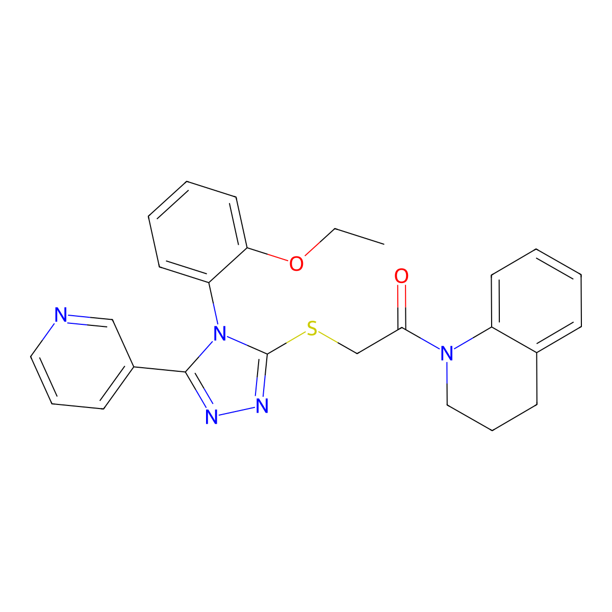 1-(3,4-Dihydroquinolin-1(2H)-yl)-2-((4-(2-ethoxyphenyl)-5-(pyridin-3-yl)-4H-1,2,4-triazol-3-yl)thio)ethan-1-one molecular structure, CAS 851274-39-0