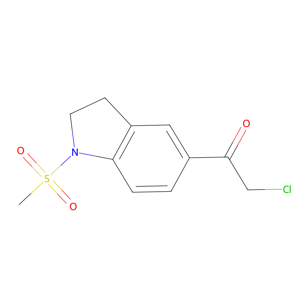 2-chloro-1-(1-methanesulfonyl-2,3-dihydro-1H-indol-5-yl)ethan-1-one molecular structure, CAS 851288-79-4
