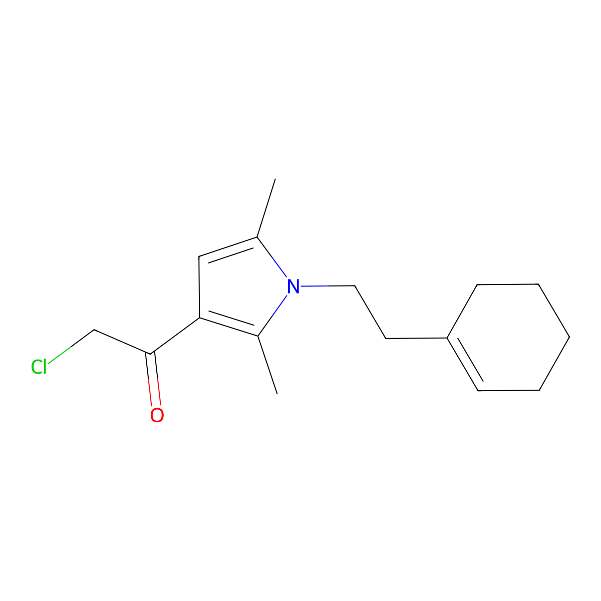 2-chloro-1-(1-(2-(cyclohex-1-en-1-yl)ethyl)-2,5-dimethyl-1H-pyrrol-3-yl)ethan-1-one molecular structure, CAS 851288-88-5