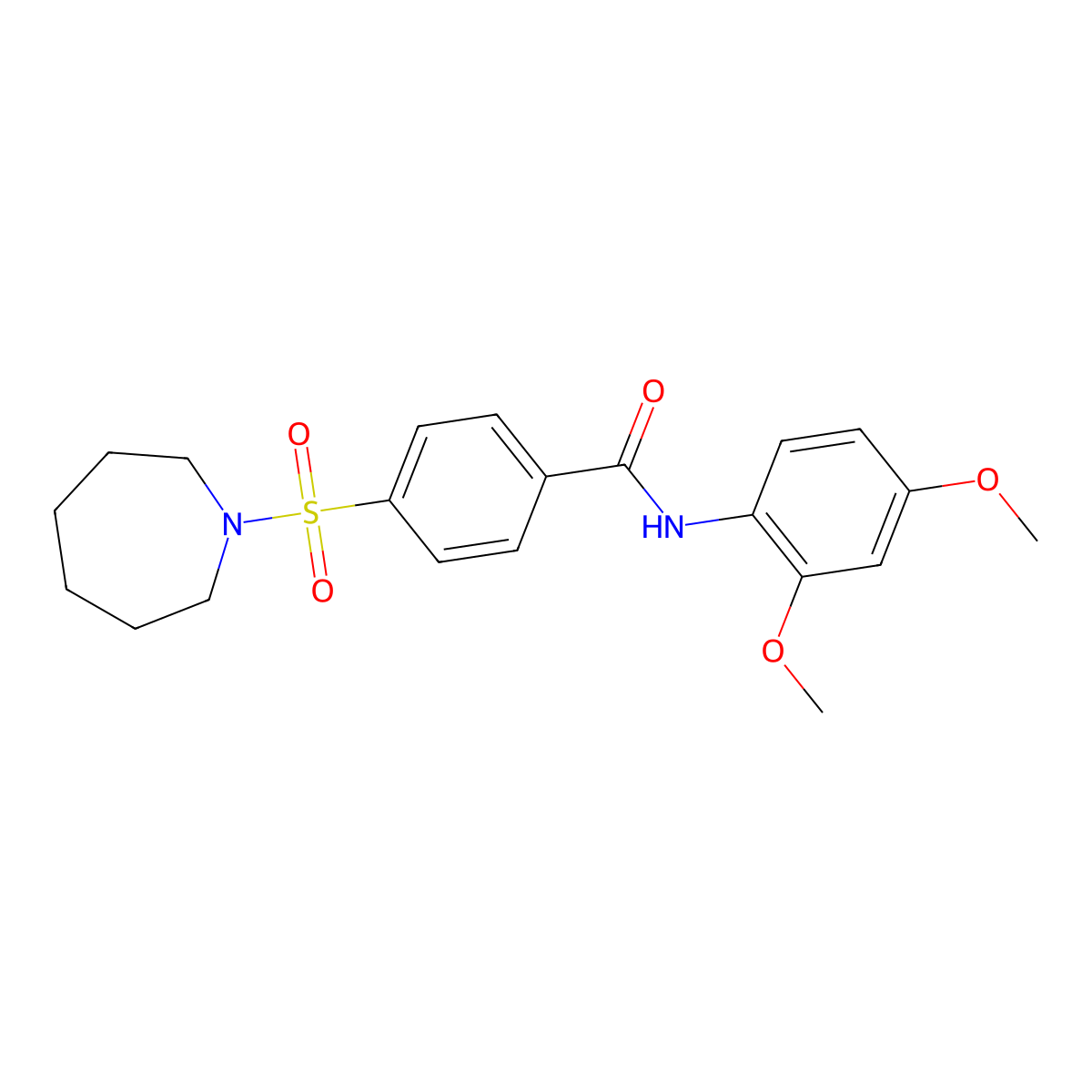 4-(azepan-1-ylsulfonyl)-N-(2,4-dimethoxyphenyl)benzamide molecular structure, CAS 851289-01-5
