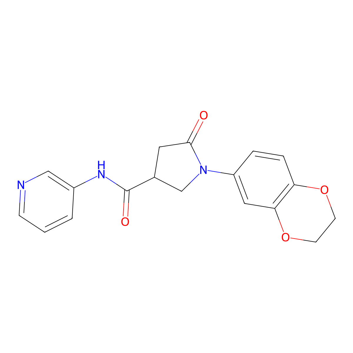 1-(2,3-dihydro-1,4-benzodioxin-6-yl)-5-oxo-N-(pyridin-3-yl)pyrrolidine-3-carboxamide molecular structure, CAS 851289-09-3