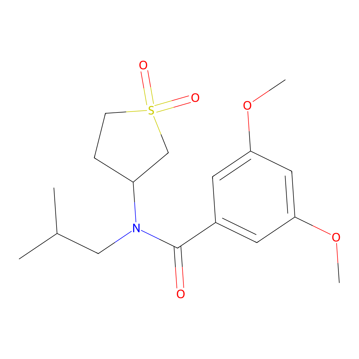 N-(1,1-dioxo-1lambda6-thiolan-3-yl)-3,5-dimethoxy-N-(2-methylpropyl)benzamide molecular structure, CAS 851291-87-7