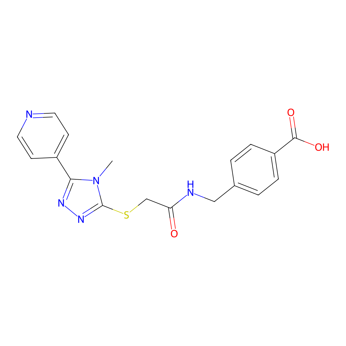 4-[(2-{[4-methyl-5-(pyridin-4-yl)-4H-1,2,4-triazol-3-yl]sulfanyl}acetamido)methyl]benzoic acid molecular structure, CAS 851300-84-0