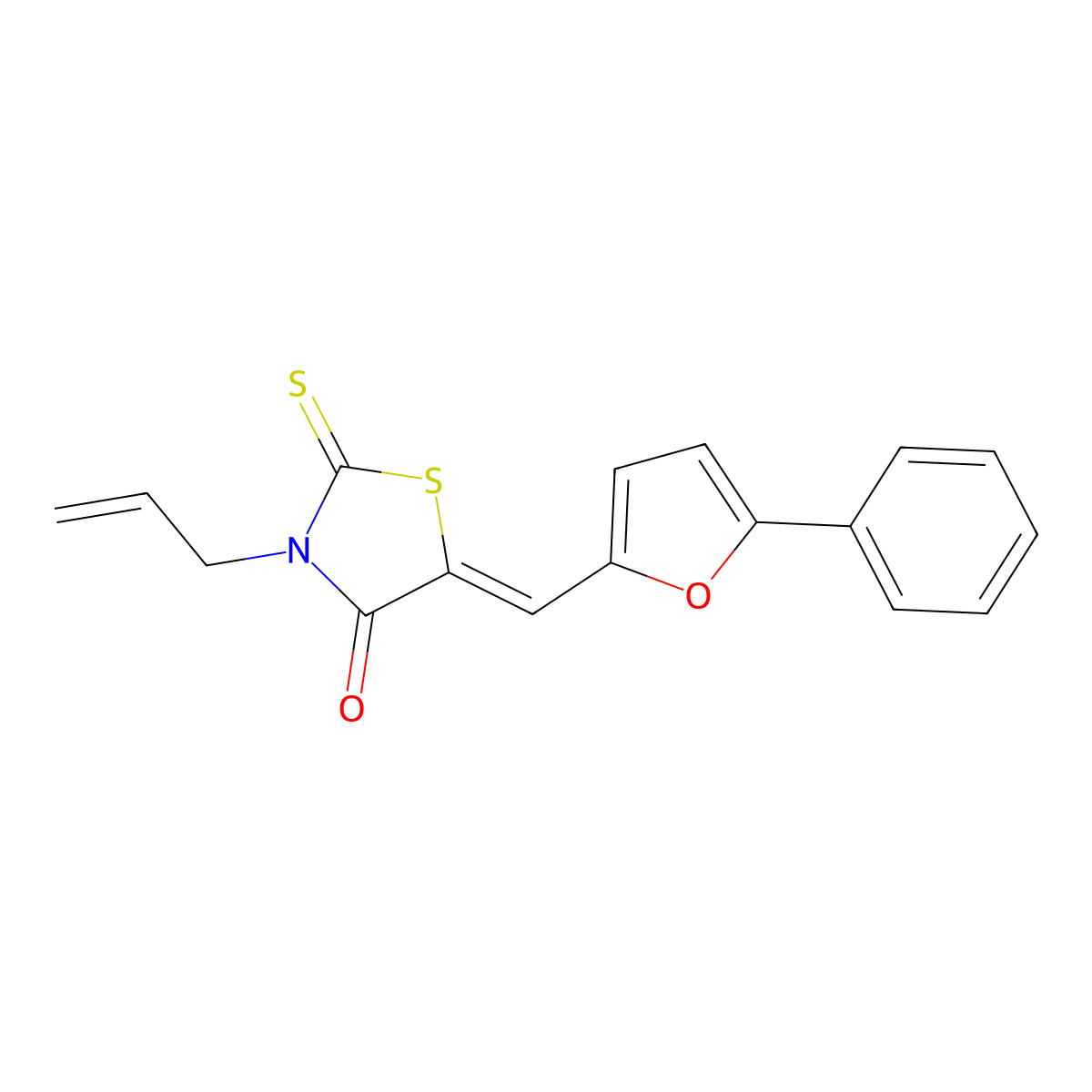 4-Thiazolidinone, 5-((5-phenyl-2-furanyl)methylene)-3-(2-propen-1-yl)-2-thioxo-, (5Z)- molecular structure, CAS 851305-26-5