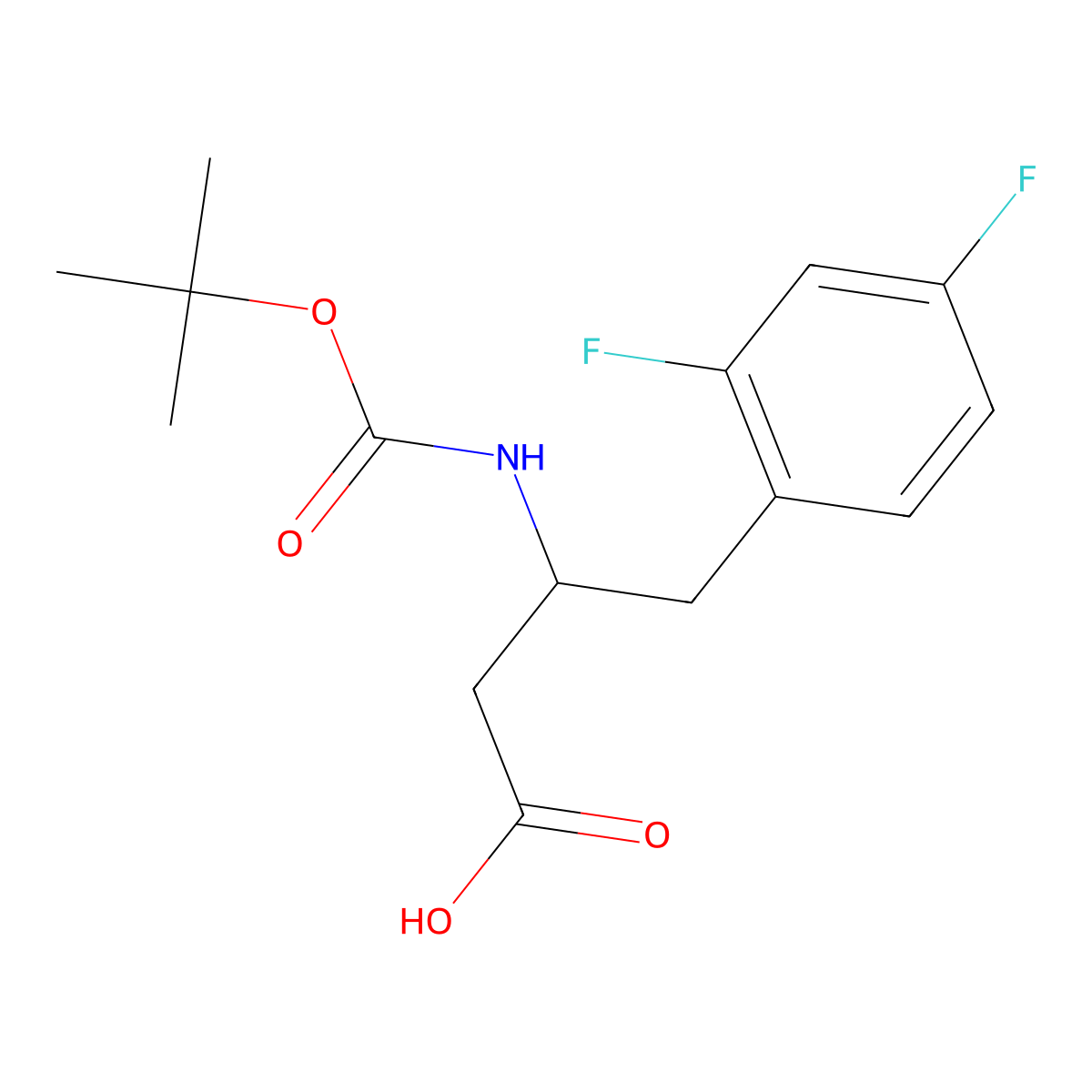 (R)-3-(tert-Butoxycarbonylamino)-4-(2,4-difluorophenyl)butanoic acid molecular structure, CAS 851307-12-5