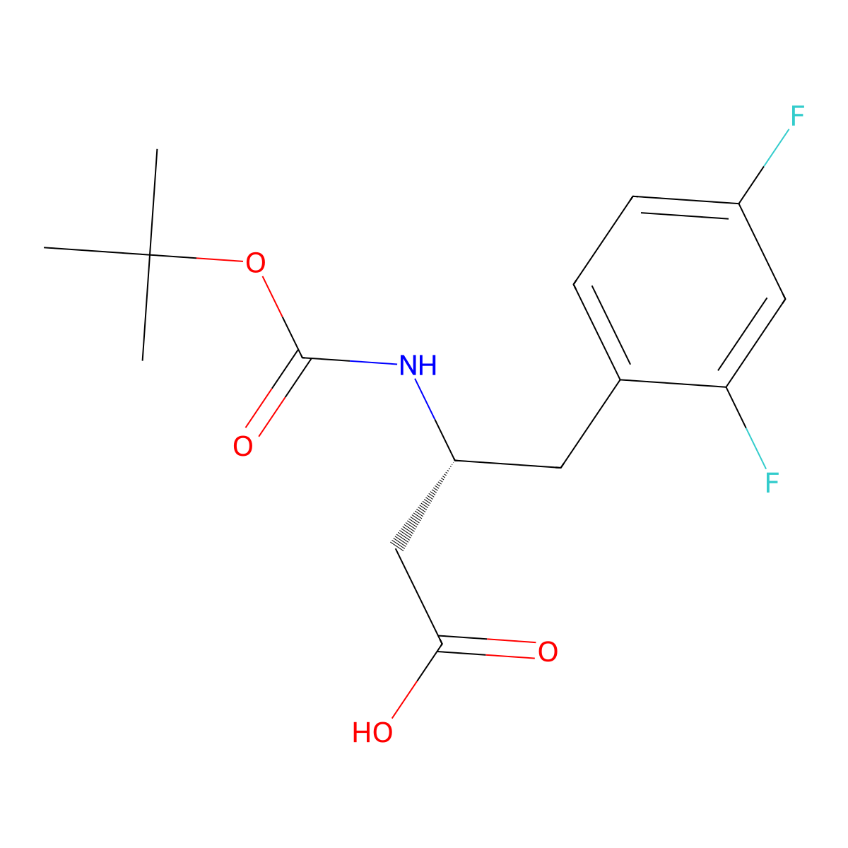 (R)-3-(tert-Butoxycarbonylamino)-4-(2,4-difluorophenyl)butanoic acid molecular structure, CAS 851307-12-5