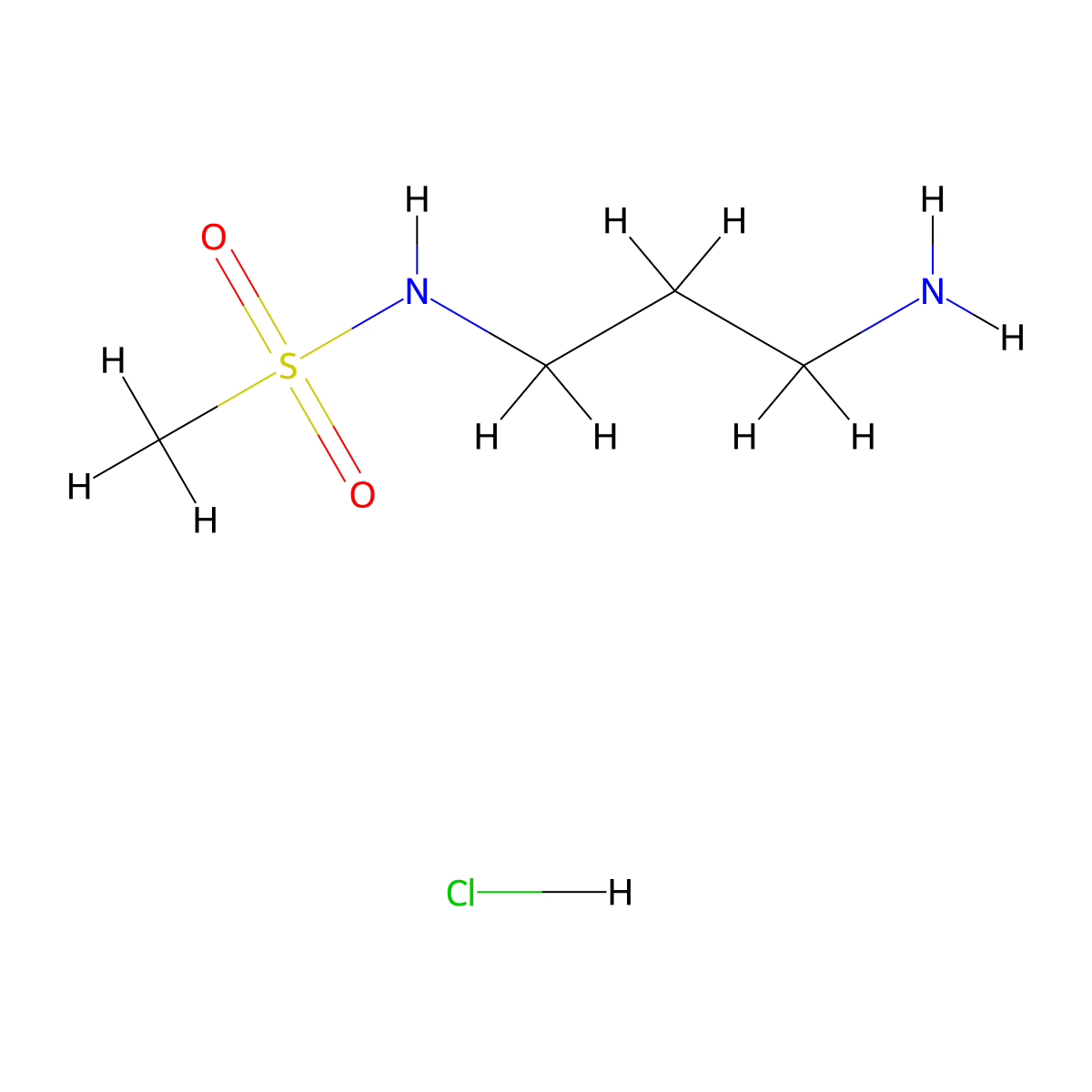 N-(3-aminopropyl)methanesulfonamide hydrochloride molecular structure, CAS 851308-24-2