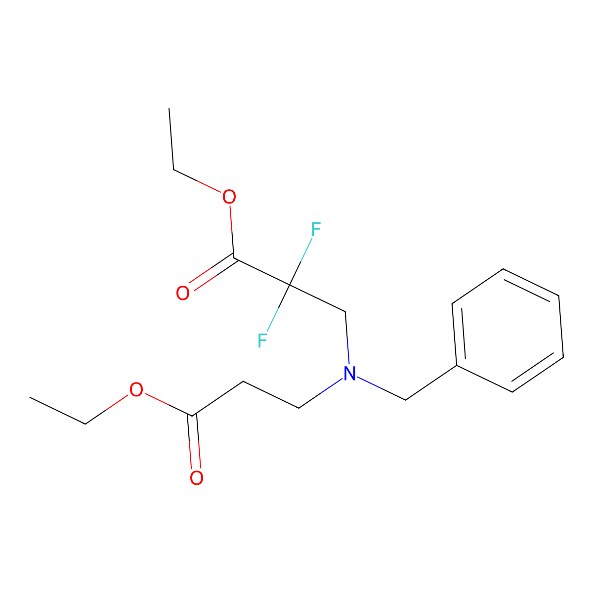 Ethyl 3-(benzyl(3-ethoxy-3-oxopropyl)amino)-2,2-difluoropropanoate molecular structure, CAS 851314-55-1