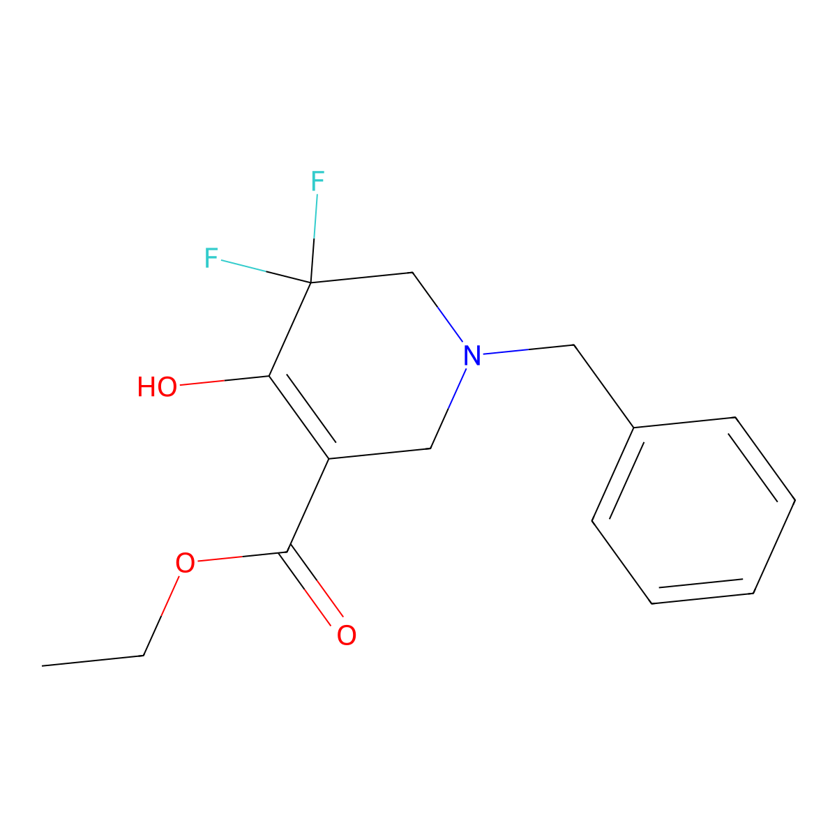Ethyl 1-benzyl-5,5-difluoro-4-hydroxy-1,2,5,6-tetrahydropyridine-3-carboxylate molecular structure, CAS 851314-56-2