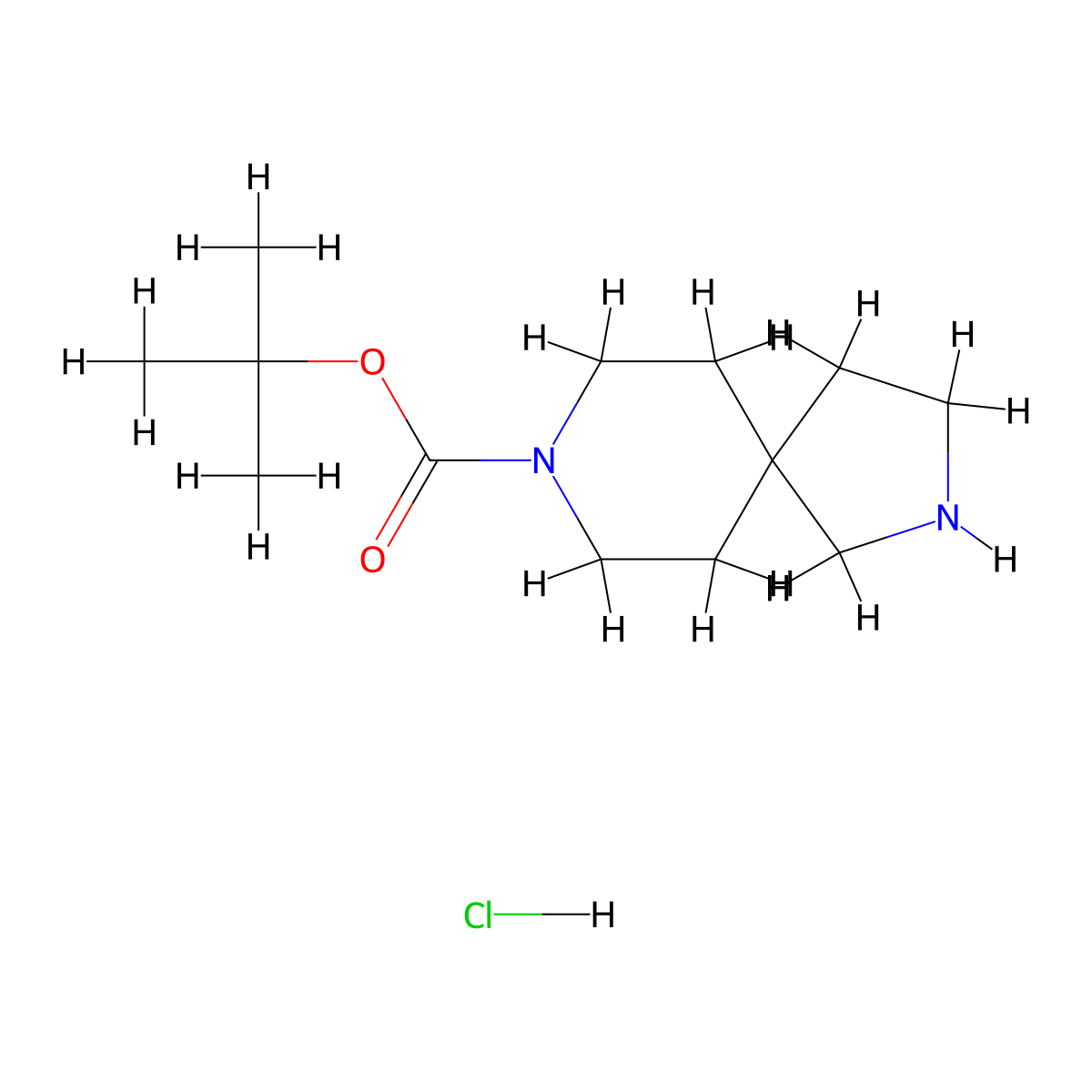 tert-Butyl 2,8-diazaspiro[4.5]decane-8-carboxylate hydrochloride molecular structure, CAS 851325-42-3