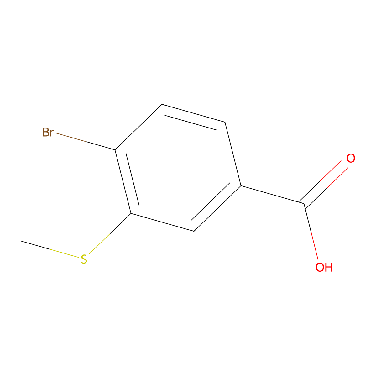 4-Bromo-3-(methylsulfanyl)benzoic acid molecular structure, CAS 851334-60-6