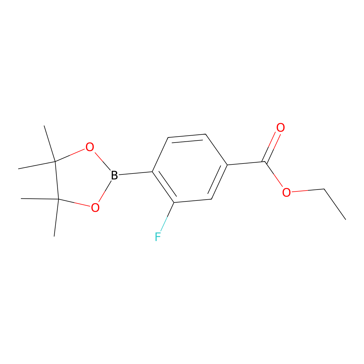 Ethyl 3-fluoro-4-(4,4,5,5-tetramethyl-1,3,2-dioxaborolan-2-yl)benzoate molecular structure, CAS 851334-92-4