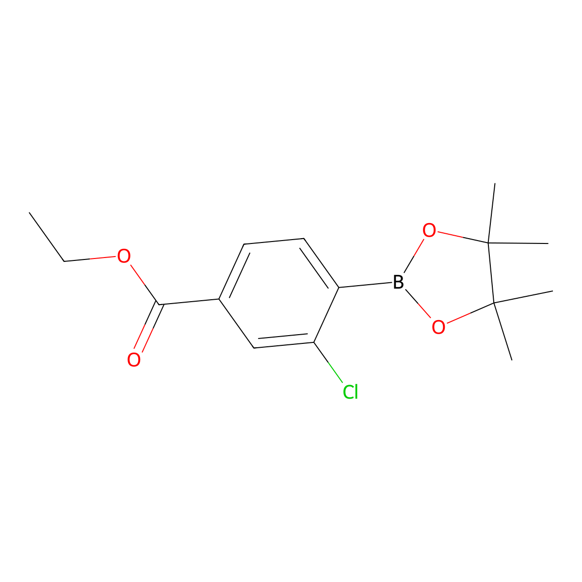 Ethyl 3-chloro-4-(4,4,5,5-tetramethyl-1,3,2-dioxaborolan-2-yl)benzoate molecular structure, CAS 851334-94-6