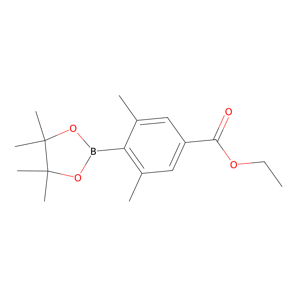 Ethyl 3,5-dimethyl-4-(4,4,5,5-tetramethyl-1,3,2-dioxaborolan-2-yl)benzoate molecular structure, CAS 851334-96-8