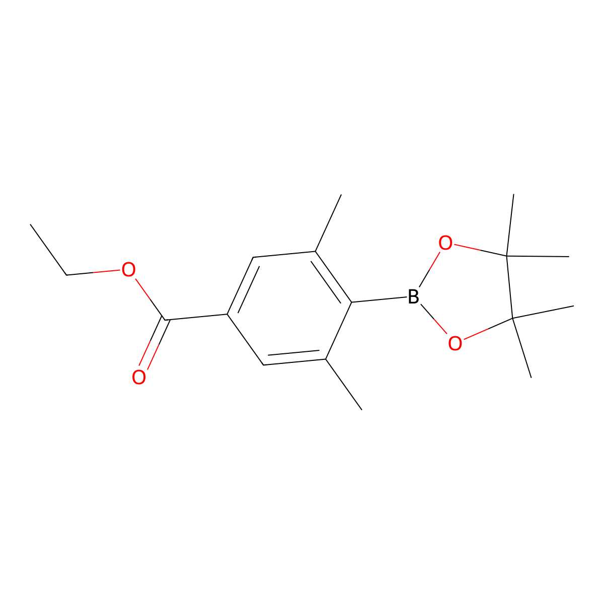 Ethyl 3,5-dimethyl-4-(4,4,5,5-tetramethyl-1,3,2-dioxaborolan-2-yl)benzoate molecular structure, CAS 851334-96-8