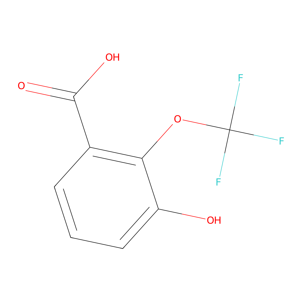 3-Hydroxy-2-(trifluoromethoxy)benzoic acid molecular structure, CAS 851341-55-4