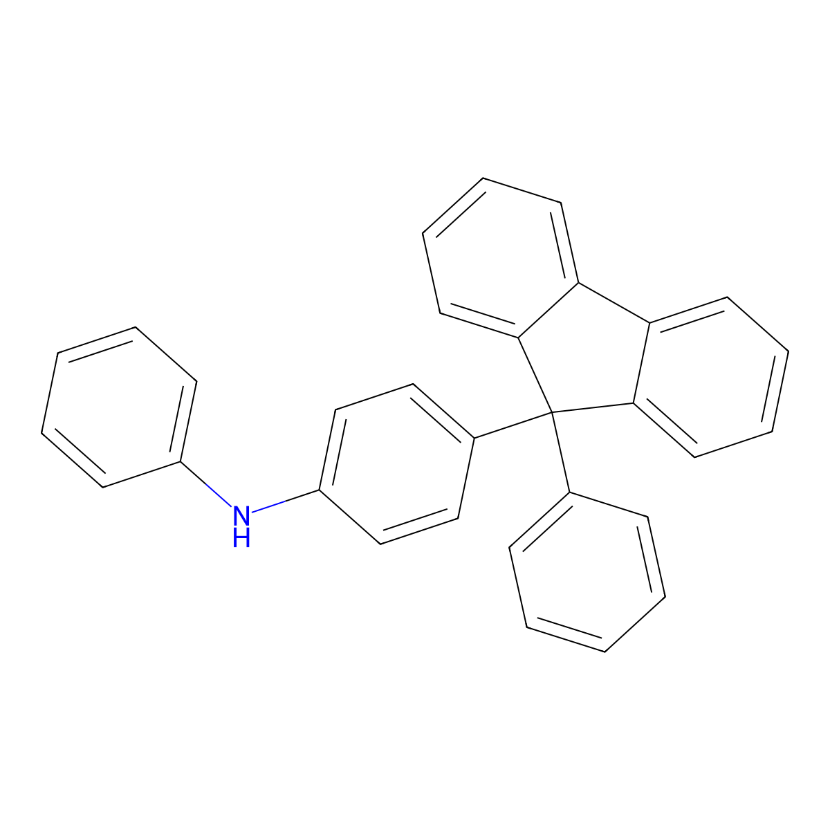 N-Phenyl-4-(9-phenyl-9H-fluoren-9-yl)aniline molecular structure, CAS 851343-53-8