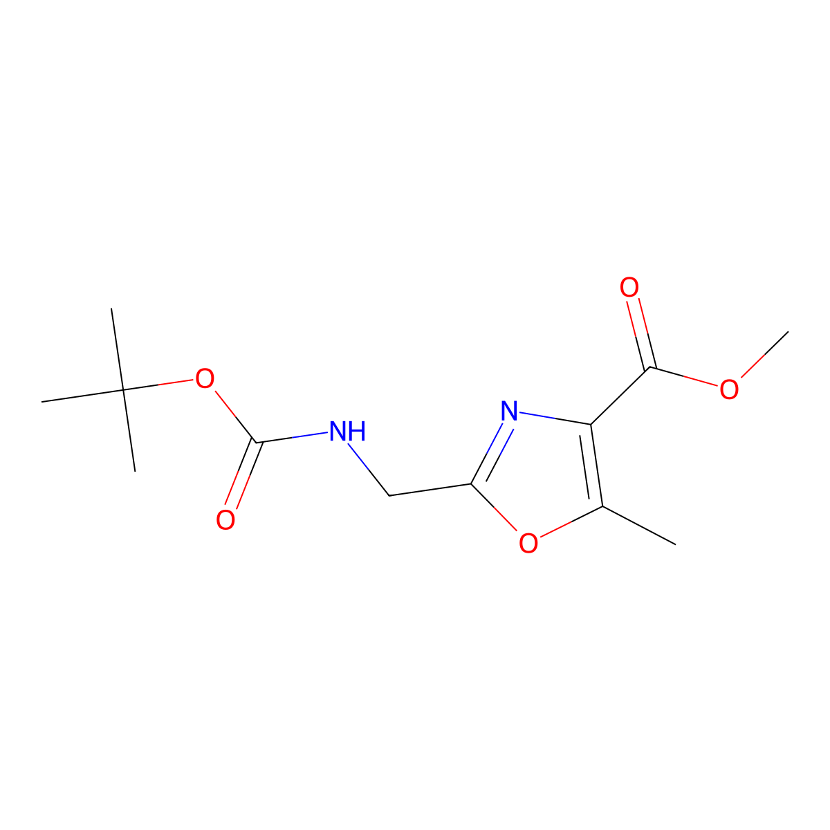 Methyl 2-{[(tert-butoxycarbonyl)amino]methyl}-5-methyl-1,3-oxazole-4-carboxylate molecular structure, CAS 851372-22-0
