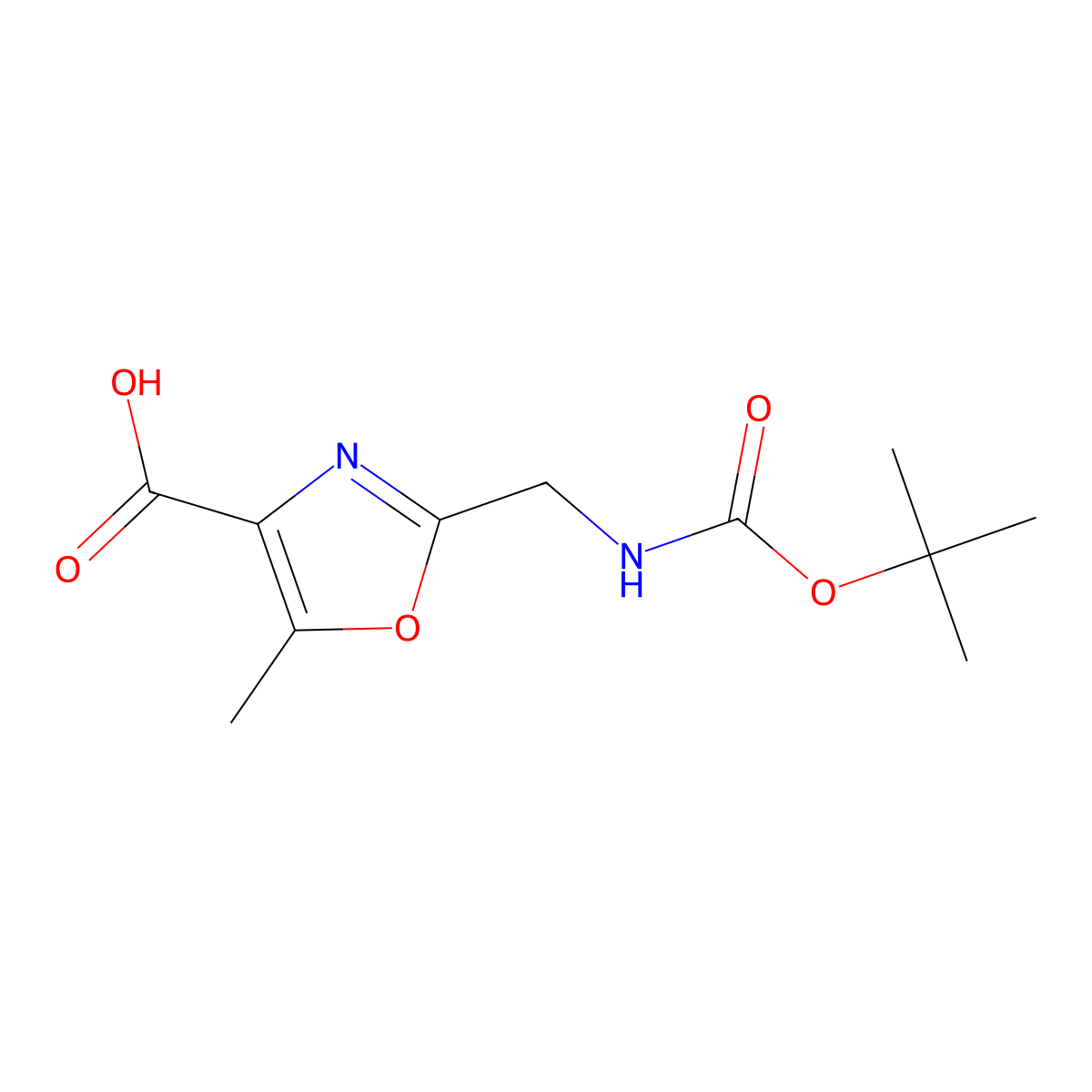 2-{[(Tert-butoxycarbonyl)amino]methyl}-5-methyl-1,3-oxazole-4-carboxylic acid molecular structure, CAS 851372-25-3