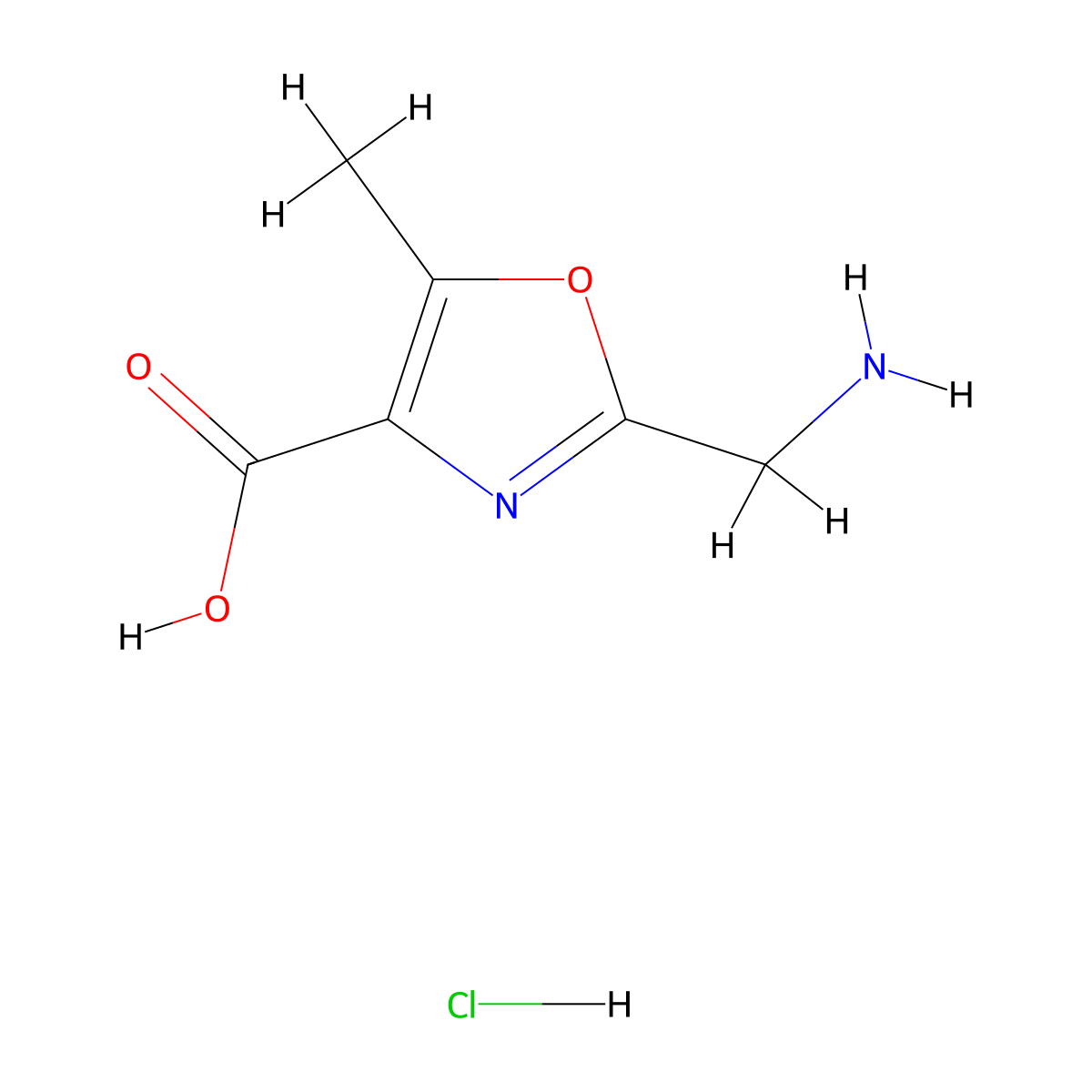 2-(Aminomethyl)-5-methyl-1,3-oxazole-4-carboxylic acid hydrochloride molecular structure, CAS 851372-56-0