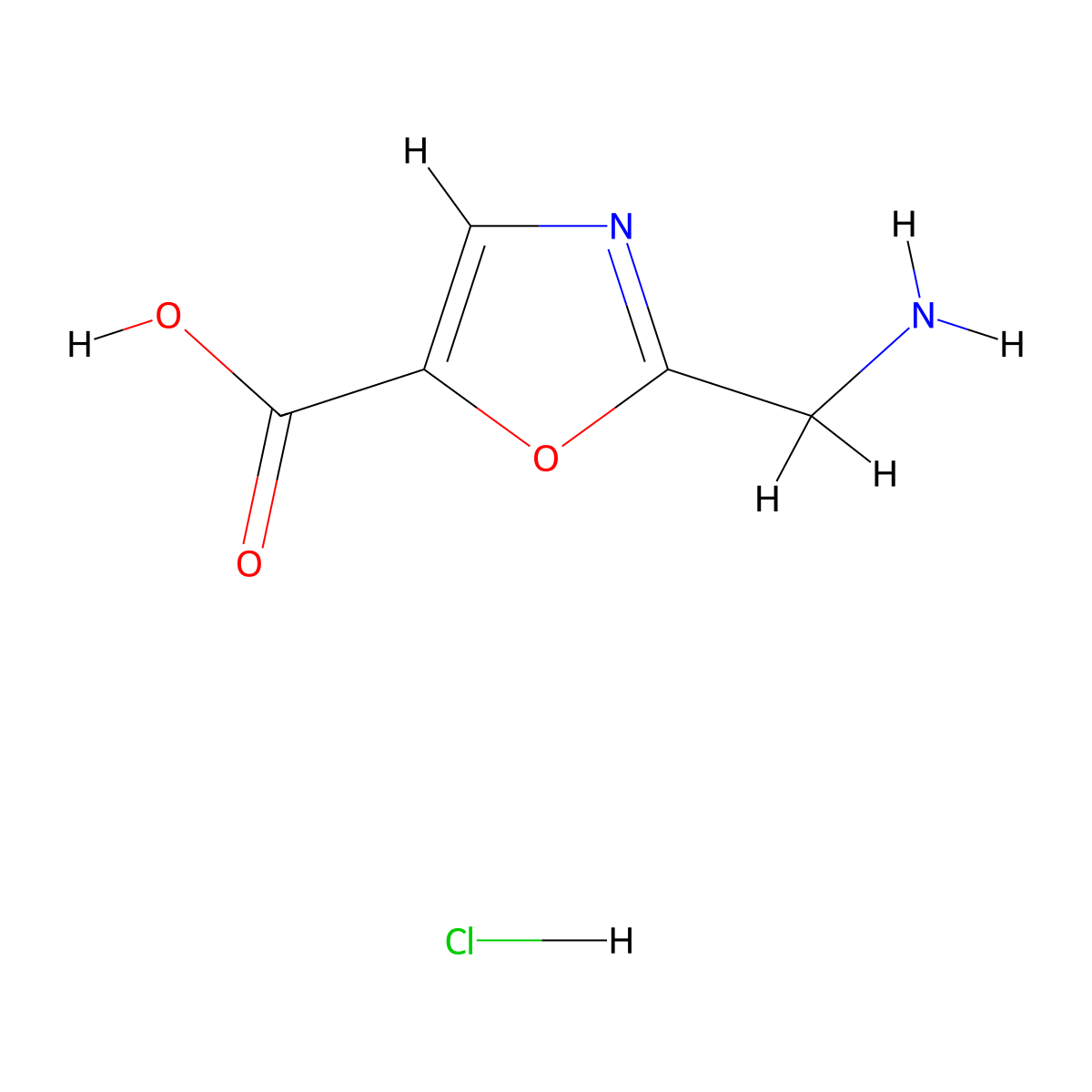 2-(Aminomethyl)-1,3-oxazole-5-carboxylicacidhydrochloride molecular structure, CAS 851372-58-2