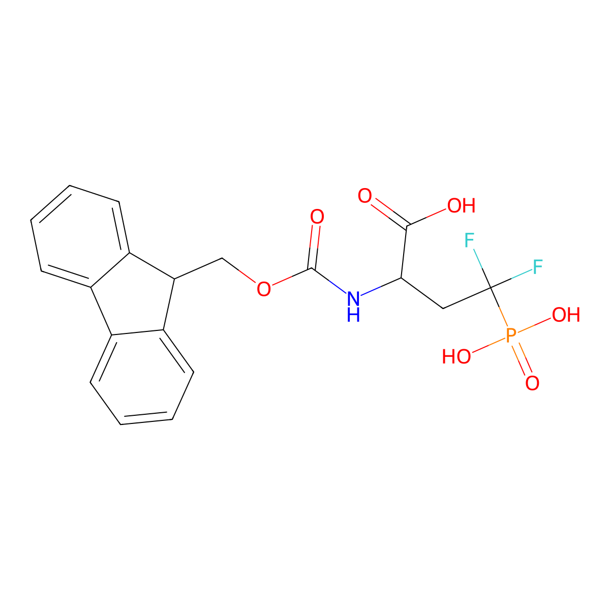 (S)-2-((((9H-fluoren-9-yl)methoxy)carbonyl)amino)-4,4-difluoro-4-phosphonobutanoic acid molecular structure, CAS 851383-35-2
