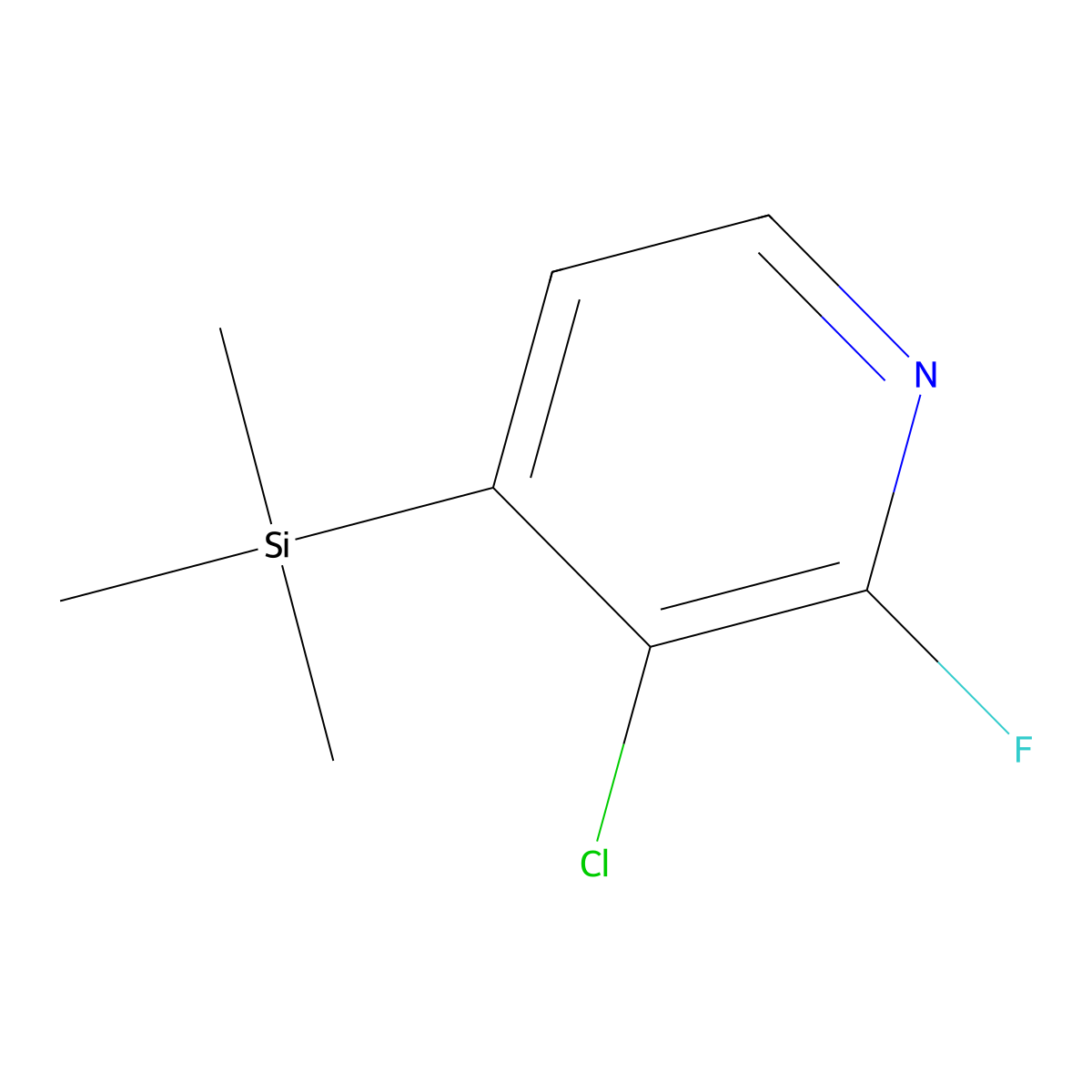 3-Chloro-2-fluoro-4-(trimethylsilyl)pyridine molecular structure, CAS 851386-28-2