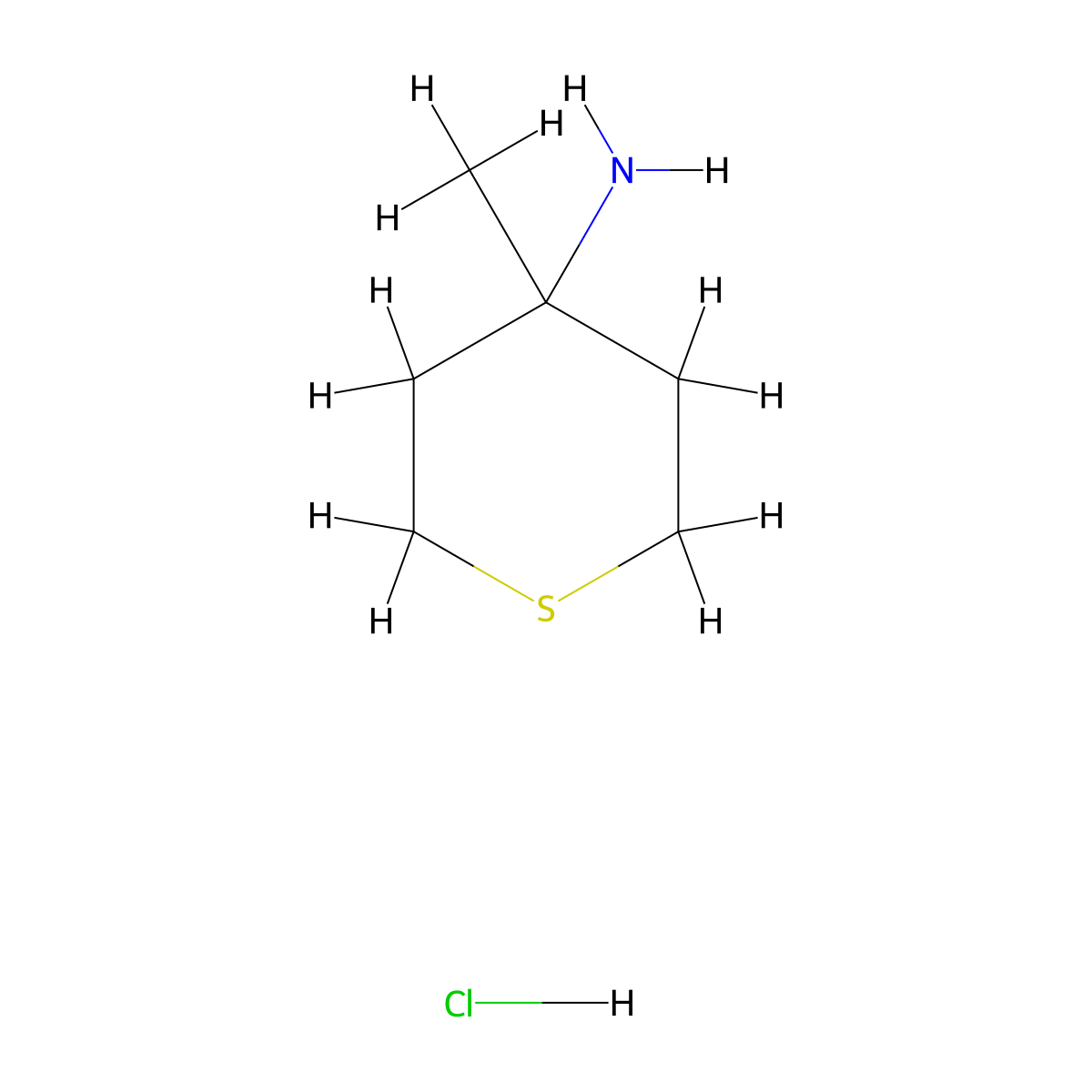 4-Methyltetrahydrothiopyran-4-amine;hydrochloride molecular structure, CAS 851389-41-8