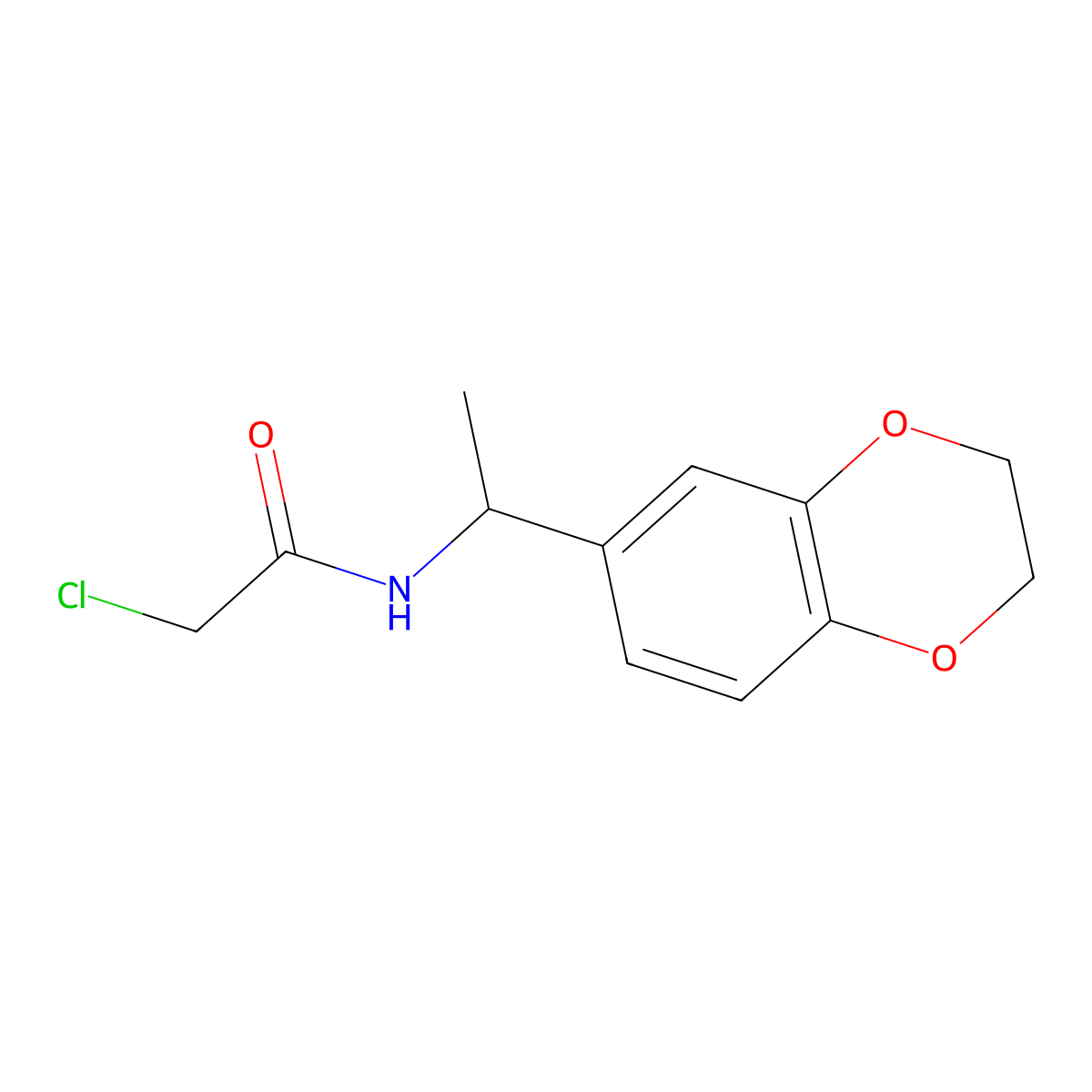 2-chloro-N-[1-(2,3-dihydro-1,4-benzodioxin-6-yl)ethyl]acetamide molecular structure, CAS 851398-32-8