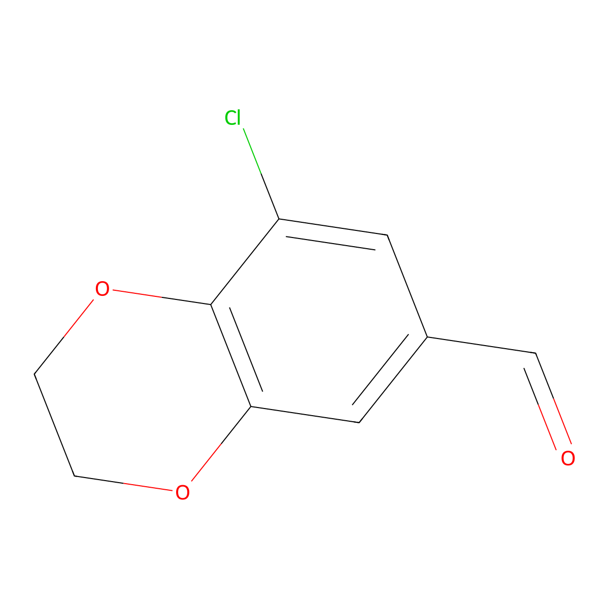 8-Chloro-2,3-dihydro-1,4-benzodioxine-6-carbaldehyde molecular structure, CAS 851398-61-3