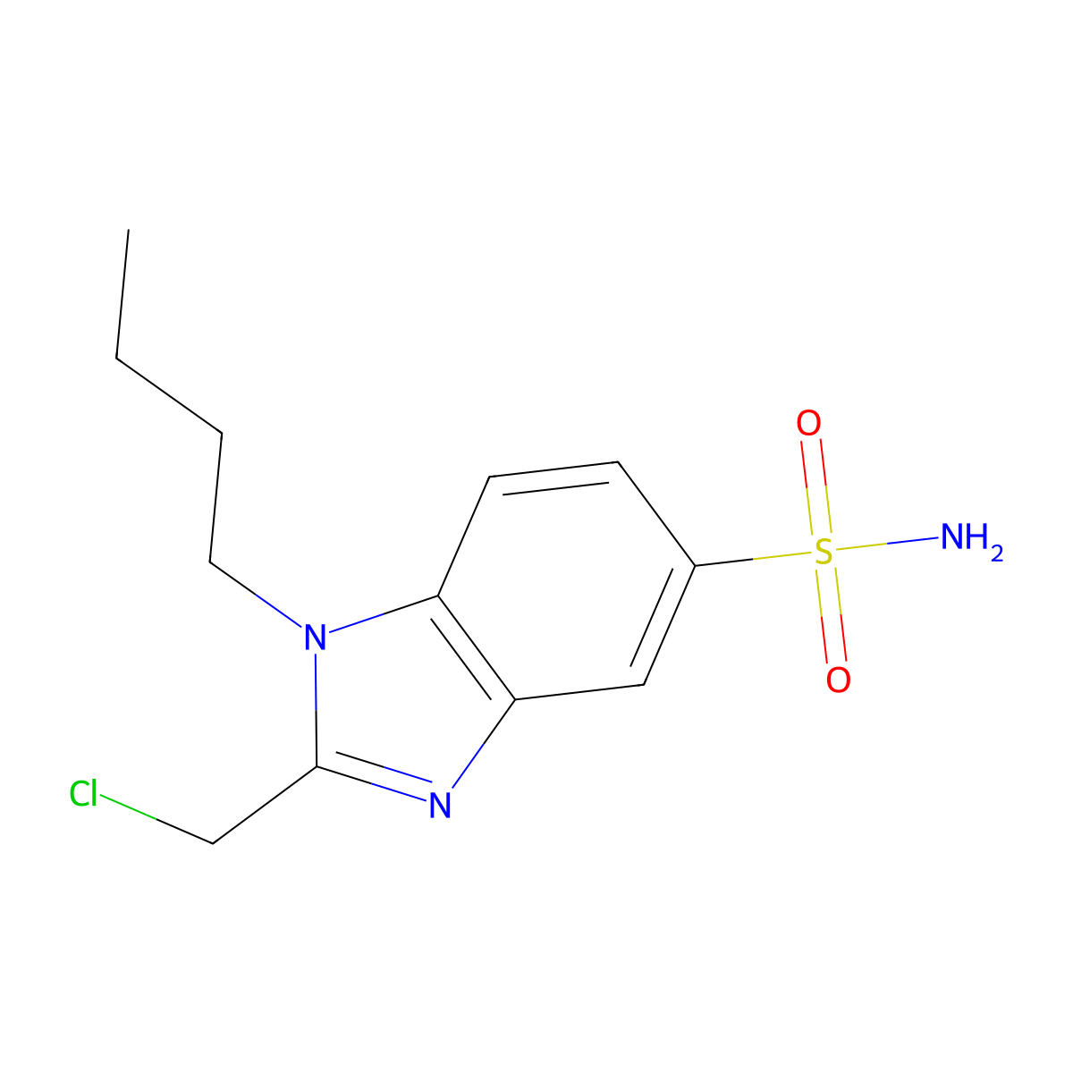 1-butyl-2-(chloromethyl)-1H-benzimidazole-5-sulfonamide molecular structure, CAS 851398-72-6