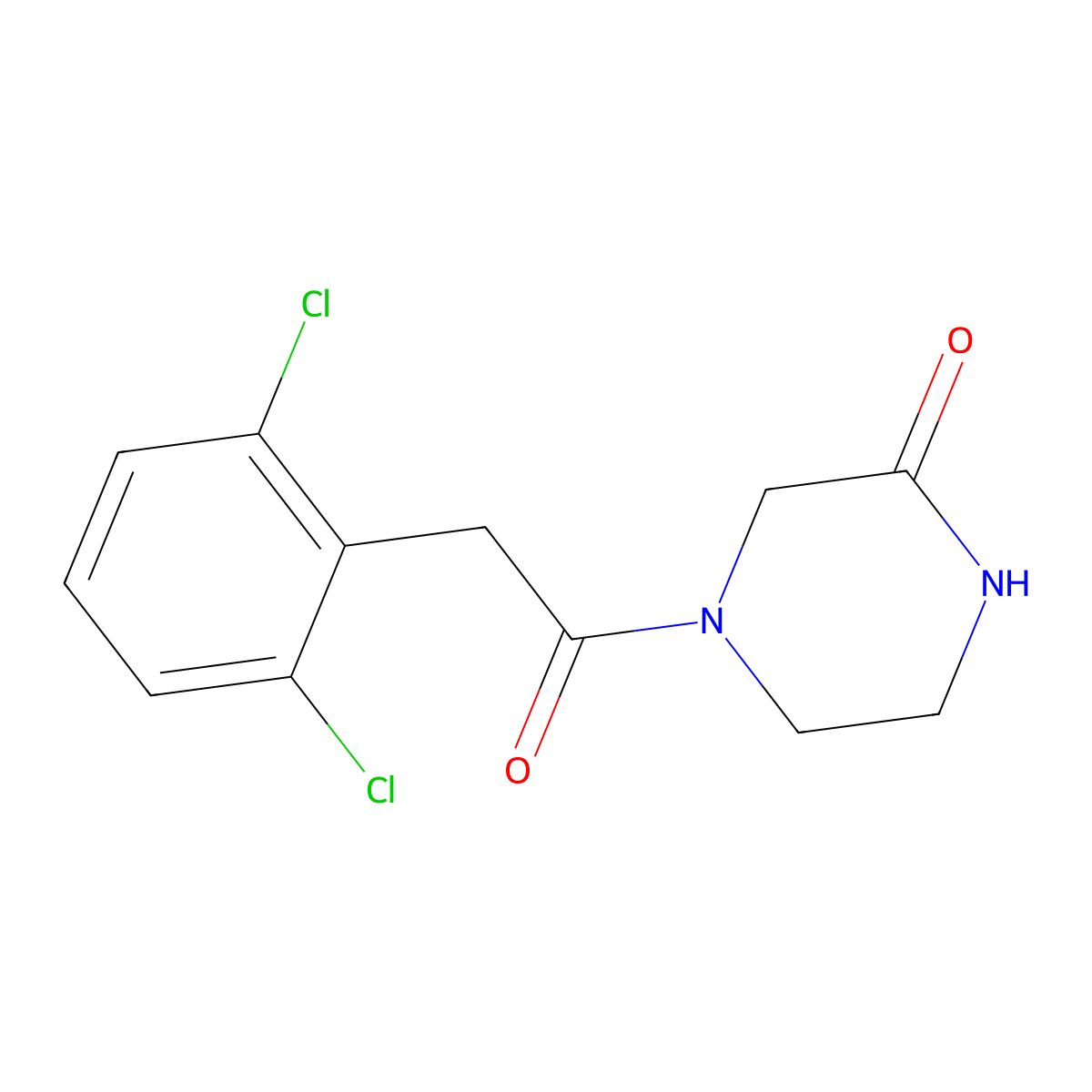 4-(2-(2,6-Dichlorophenyl)acetyl)piperazin-2-one molecular structure, CAS 851399-62-7