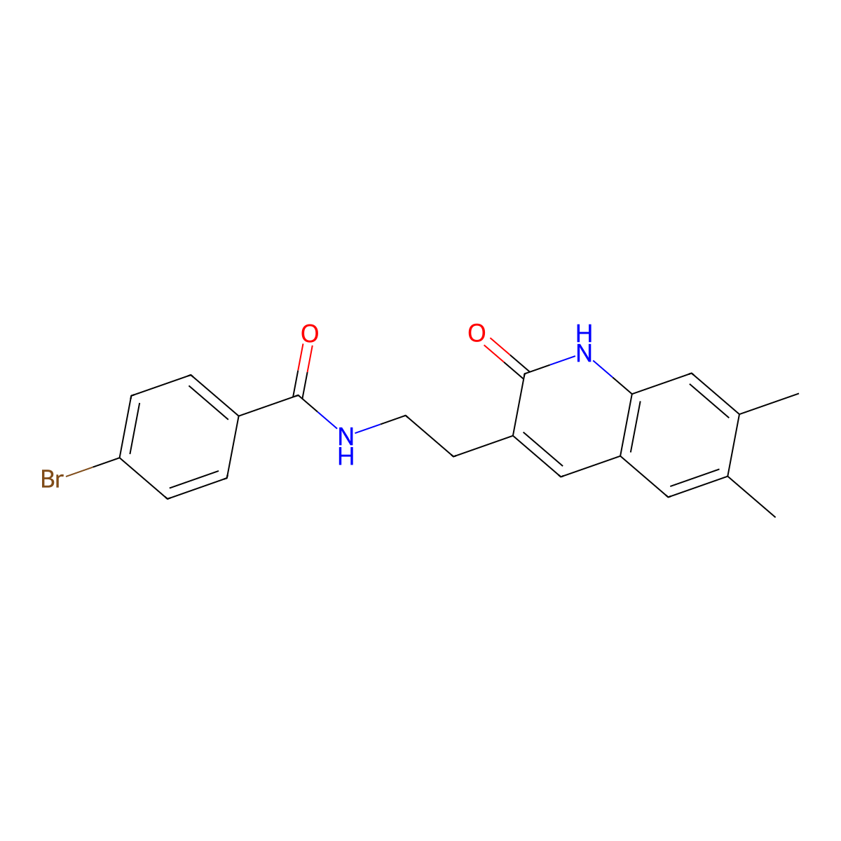 4-bromo-N-[2-(6,7-dimethyl-2-oxo-1H-quinolin-3-yl)ethyl]benzamide molecular structure, CAS 851402-86-3