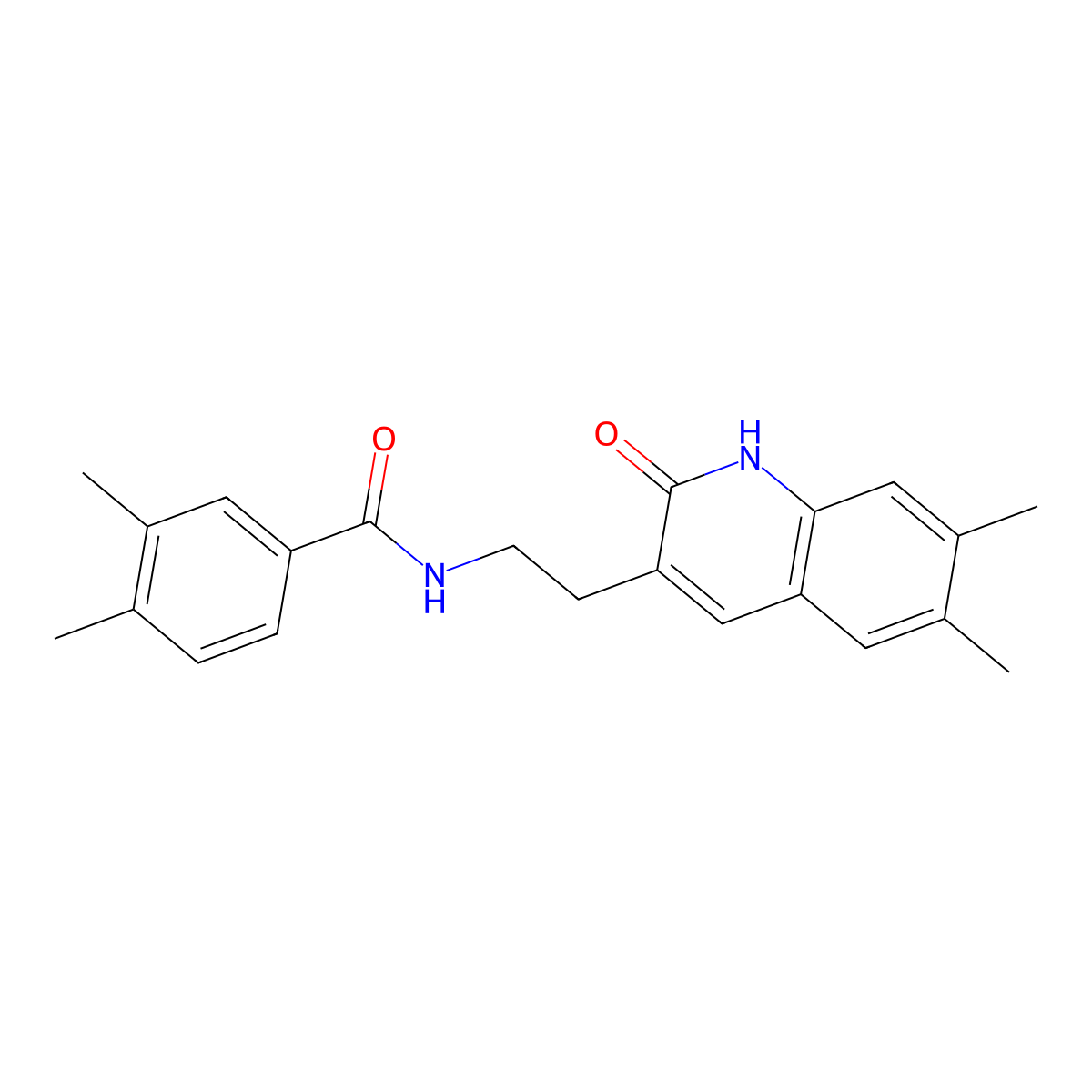 N-(2-(6,7-dimethyl-2-oxo-1,2-dihydroquinolin-3-yl)ethyl)-3,4-dimethylbenzamide molecular structure, CAS 851402-87-4