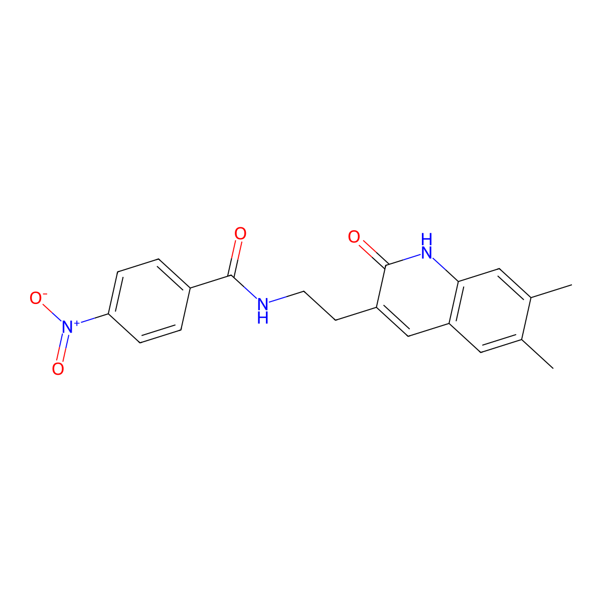 N-(2-(6,7-dimethyl-2-oxo-1,2-dihydroquinolin-3-yl)ethyl)-4-nitrobenzamide molecular structure, CAS 851402-89-6