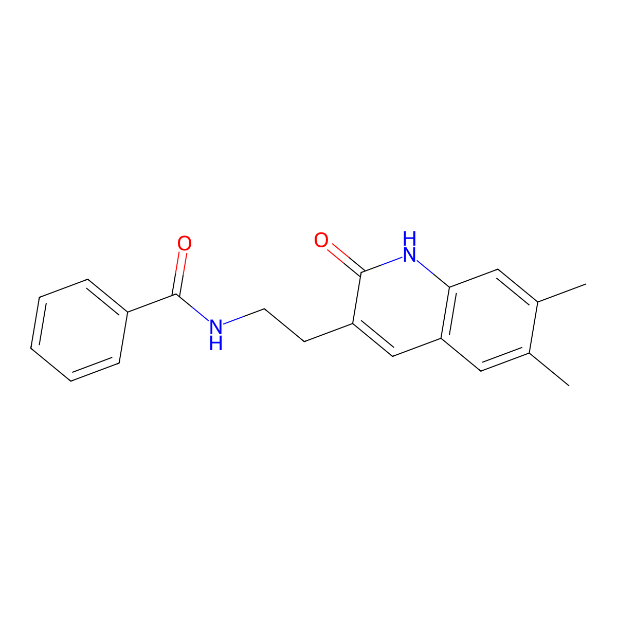 N-(2-(6,7-dimethyl-2-oxo-1,2-dihydroquinolin-3-yl)ethyl)benzamide molecular structure, CAS 851402-91-0