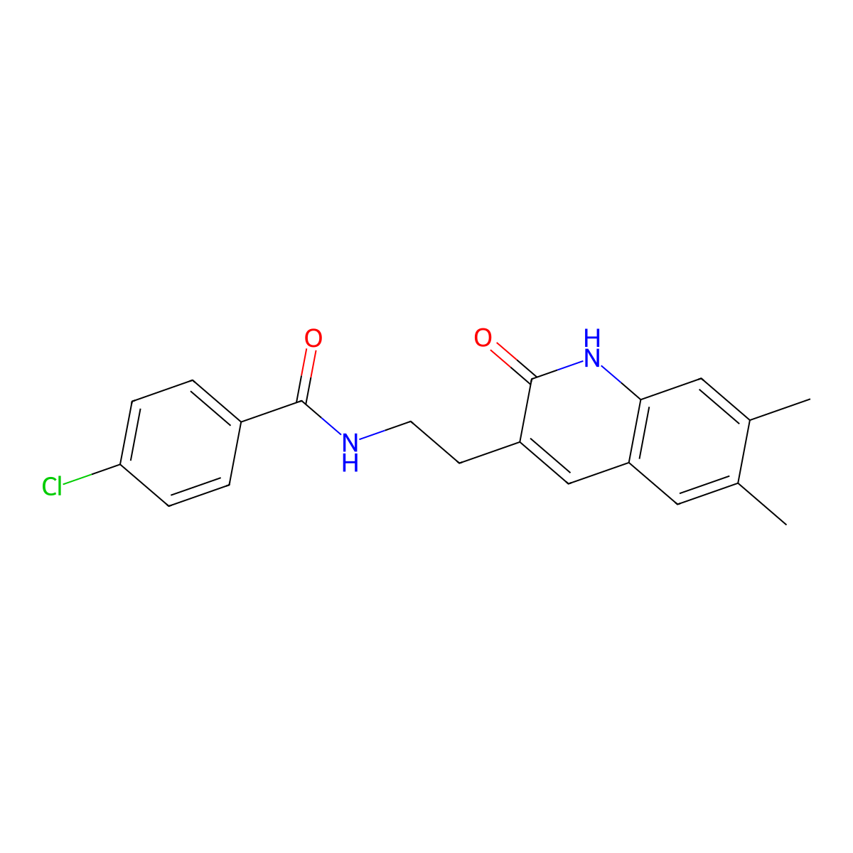 4-chloro-N-(2-(6,7-dimethyl-2-oxo-1,2-dihydroquinolin-3-yl)ethyl)benzamide molecular structure, CAS 851402-93-2