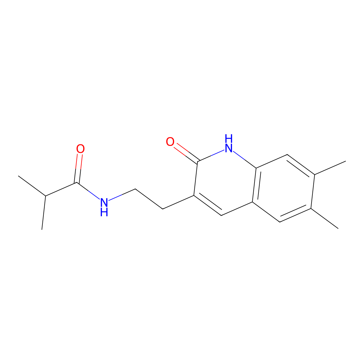 N-(2-(6,7-dimethyl-2-oxo-1,2-dihydroquinolin-3-yl)ethyl)isobutyramide molecular structure, CAS 851402-94-3