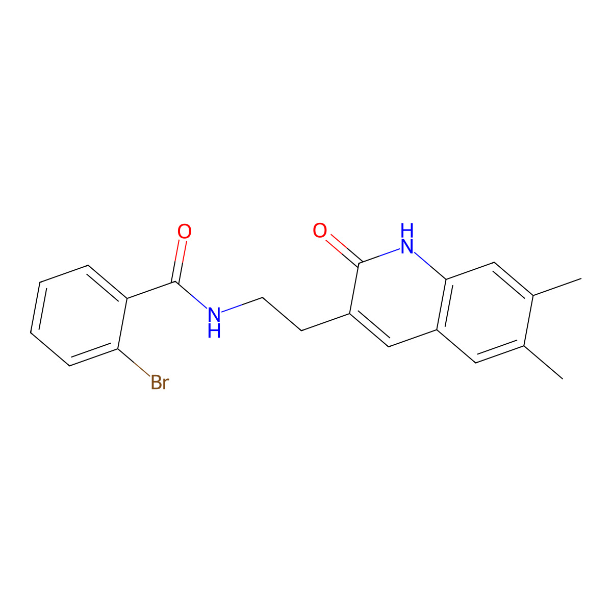 2-bromo-N-(2-(6,7-dimethyl-2-oxo-1,2-dihydroquinolin-3-yl)ethyl)benzamide molecular structure, CAS 851402-97-6